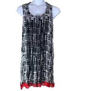 Threadz Australia Size Large Dress Sleeveless Black White Red Short Knee Length
